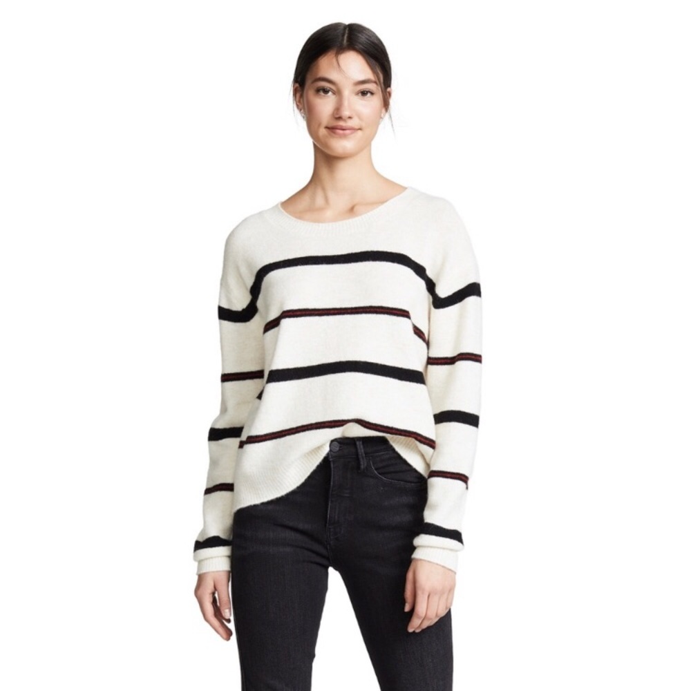 FRAME alpaca slouchy striped pull over sweater L